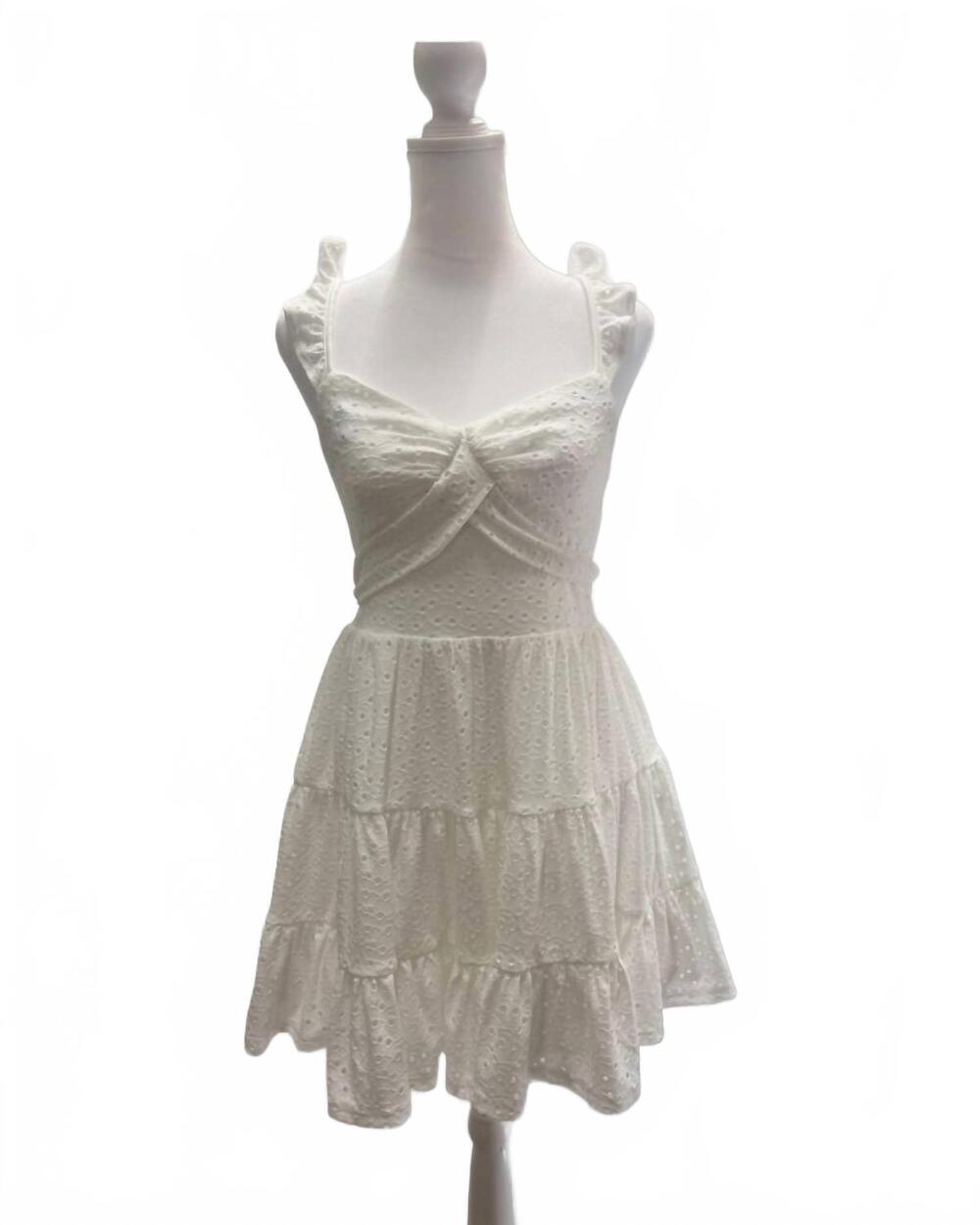 NEW KATIE J NYC women's adina eyelet mini dress in white